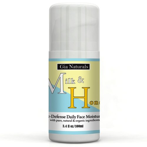 Gia Naturals Pure, Natural, and Organic MILK AND HONEY AGE-DEFENSE DAILY FACE MOISTURIZER Lotion For Normal to Dry Skin. Hydrate, fight wrinkles and lines! Great for sensitive skin!