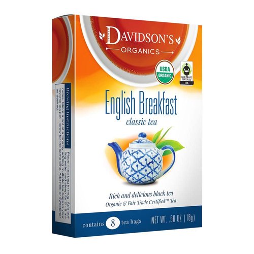 Davidson's Organics, English Breakfast, 8-count Tea Bags, Pack of 12
