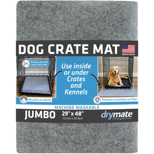 Drymate Dog Crate Mat Liner, Absorbs Urine, Waterproof, Non-Slip, Washable Puppy Pee Pad for Kennel Training - Use Under Pet Cage to Protect Floors, Thin Cut to Fit Design (USA Made) (LGrey)(29"x48")