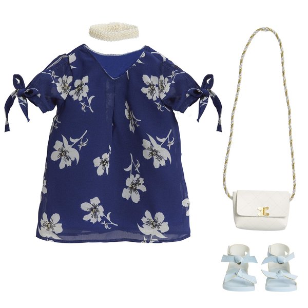 Journey Girls Dolls, 18-inch Doll Fashion Set Blue & White Floral Dress, Doll Not Included