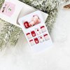 Christmas Press on Nails Short Square Design Fake Nails with Nail Glue Acrylic Artificial False Nails Cute Snow Elk Full Cover Stick on Nails for Women Girls Kids Manicure Tips 24Pcs（Red White）
