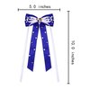 HZEYN Game Day Hair Bows for Women Football Hair Bow Clips Jeweled Crystal Long Tail Satin Ribbon Hair Barrette Sports Team Spirit Game Day Outfits Accessories Gifts White Blue