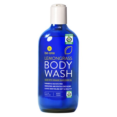 BE-ONE ORGANICS Certified Organic Lemongrass Body Wash Body Wash - Paraben & Sulfate Free - All Natural - Eczema - Sensitive Skin - Vegan - Gentle - For Men & Women - MADE IN USA