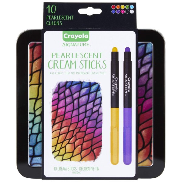 Crayola Pearlescent Cream Sticks & Case, Oil Pastel Alternative, Gift Set, 10 Count