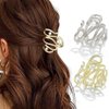 CAKURE Pearl Hair Claw Clips Gold Claw Clips for Hair Cute Small Hair Clips Styling Hair Accessories for Women and Girls (Pack of 2)