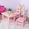SM SunniMix 1/6 Doll Furniture, Wooden Square Chairs 3pcs/Set, Dollhouse Dining Room Living Room Decor, 12inch Doll Furnishings Model Toy, Pink