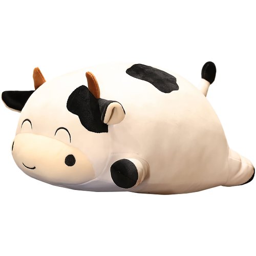 WUYU Cow Plush Pillow, Adorable Stuffed Animal Plush Toy, Soft Cow Hugging Pillow for Kids Boys Girls (Squinting,13.7in)
