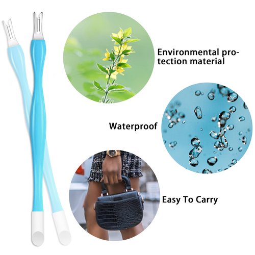 Allstarry 30 Pieces Nail Cuticle Trimmer Remover Rubber Nail Cleaner Plastic Handle Cuticle Pusher Double Head Dead Skin Cuticle Knife Removal Fork Nail art Tools for Girls Women and Men - Blue