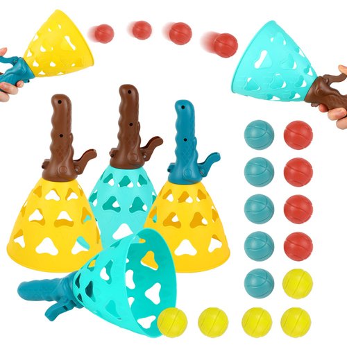 KIMOBER Outdoor Indoor Game Activities,Pop Pass Catch Ball Game with 4 Catch Launcher Baskets and 14 Balls for Yard Beach Sport Toys