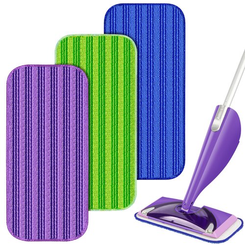 Reusable Mop Pads Compatible with Swiffer WetJet Mop, Wet Jet Mop Pads Refills Microfiber Mop Refill Pads Wet Dry Mop Replacement Heads for Hardwood Floor Cleaning(3 Pack)