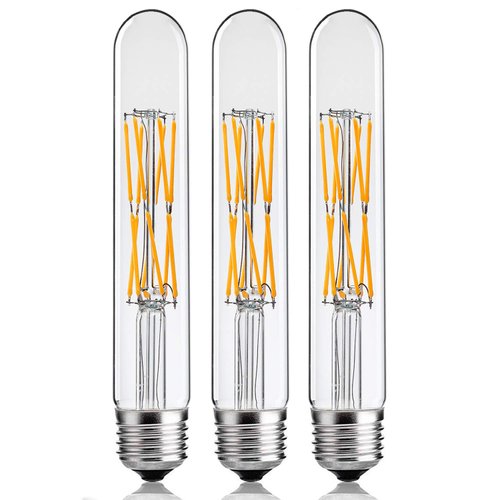 Leools T10 Led Bulbs,12W Dimmable Tubular Led Bulb,100 Watt Equivalent Edison Style Vintage LED Filament Light Bulb, E26 Long Tube Bulb,2700K Soft Warm White,7.3in(185mm),3-Pack.