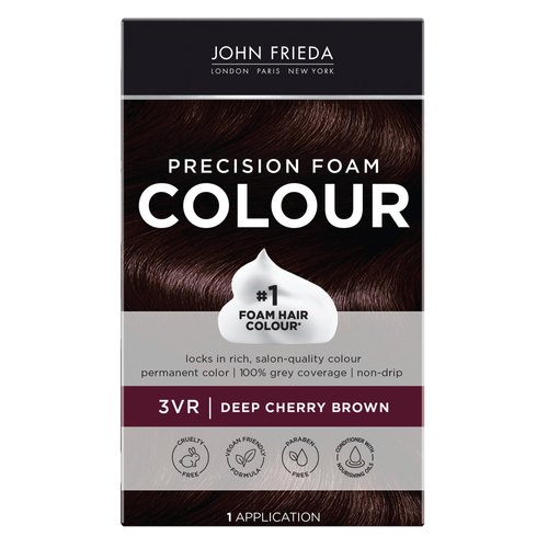 John Frieda Deep Cherry Brown 3VR Permanent Foam Hair Color, 1 Application