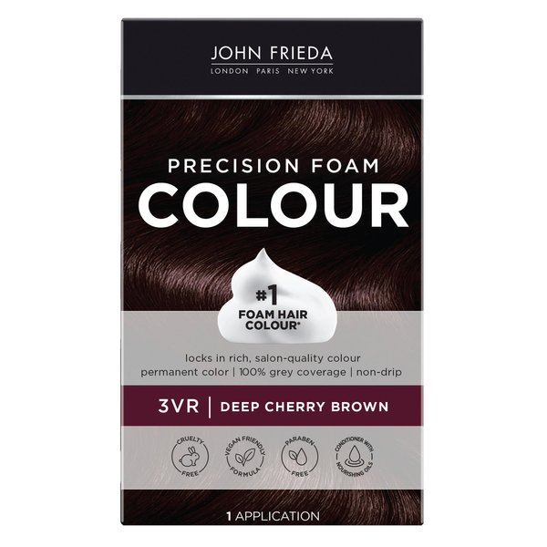 John Frieda Deep Cherry Brown 3VR Permanent Foam Hair Color, 1 Application