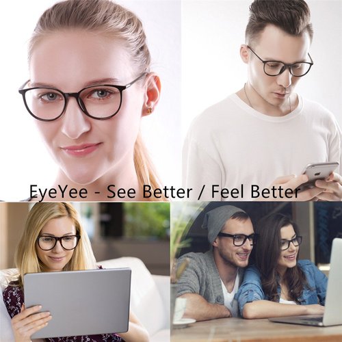 Big Round Computer Blue Light Blocking Glasses - Clear Lens Reading Glasses for Women Men Anti Eye Strain & UV Glare 5033blk-175 (Black,1.75)