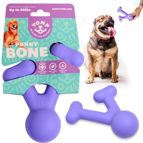 Yomp FunnyBone Wish Bone Dog Chewing Toy - Interactive Dog Teething Toy for Soft & Medium Chewers - Teething Toy for Puppies - Pet-Safe, Non-Toxic Silicone Dog Toy, Puppy Chew Bone