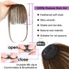 Clip on Bangs Real Human Hair Clip in Bangs Extensions Durk Brown Air Bangs Fringe with Temples Hairpieces for Women Curved Bangs for Daily Wear(Durk Brown Bangs)