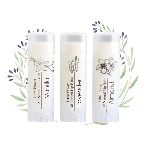 Set of 3 Handmade Natural Lip Balm - Stocking Stuffer idea for women and girls