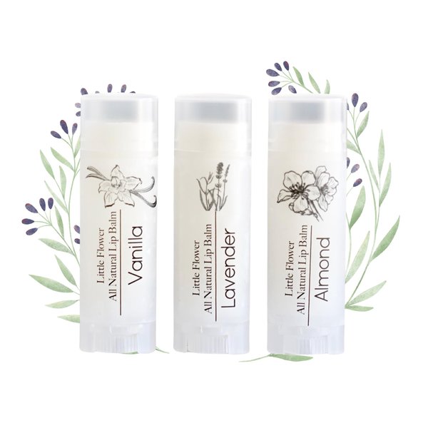 Set of 3 Handmade Natural Lip Balm - Stocking Stuffer idea for women and girls