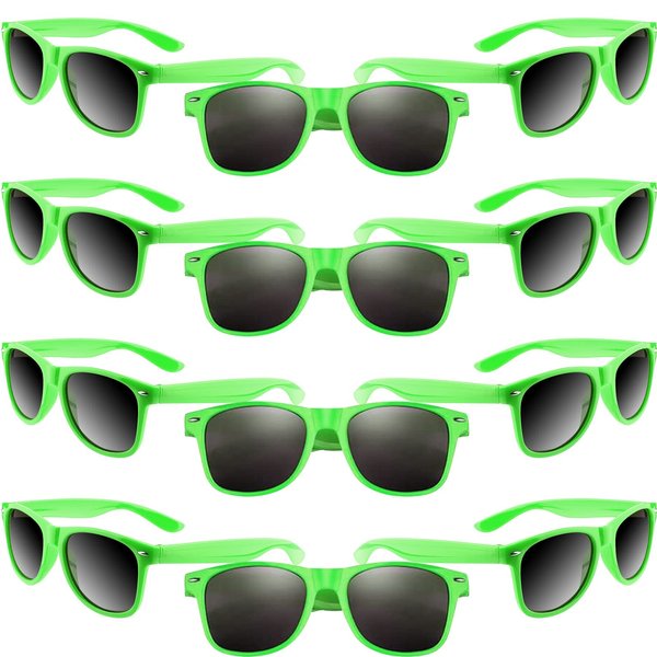 MIAHART 12 Pack Kids Party Sunglasses Bulk Summer Party Favors Retro Glasses for Boys and Girls Birthday Party Supplies, Green