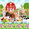 Farm Animals Theme Party Decorations Farm Barn Animals Backdrop Banner Farmhouse Animals Decor Party Tablecloth Balloon Arch Garland Kit for Birthday Photography Baby Shower Party Supplies (Pink)