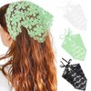 Acenail Crochet Hair Bandana Women Floral Hair Scarfs Knitted Bandana Headbands Tie Back Head Kerchief Headband Wide Elastic Knit Head Wraps Boho Summer Hair Accessories for Women and Girls (3Pcs)