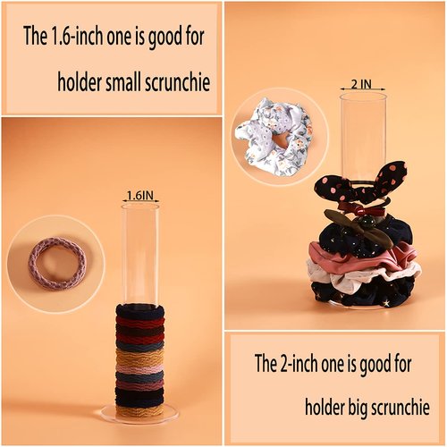 ByKen Jewelry 2PCS Acrylic Scrunchie Holder Organizer,Hair Ties Display stand,Organizer for Bracelets Bangle Watches
