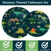Tevxj 96PCS Dinosaur Tableware Set Fossil Dinosaur World Dinnerware Disposable Plates Dinosaur Theme Party Plates Napkins Forks for Boys Kids Dino Birthday Shower Party Decorations Supplies 24 guests