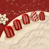 Red Christmas Press on Nails Short Square Glue on Nails White Snowflake False Nails Glossy Acrylic Nails for Women Girls DIY Winter Xmas Nails Art 24Pcs
