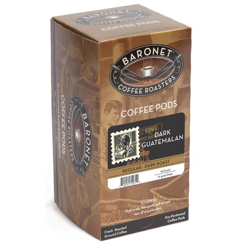 Baronet Coffee Pods [French Roast Kenya-54 Pods] Single Cup Use, Like Senseo Coffee Pods [3 Boxes of 18 Single Serve 10 Gram Pads] Regular Strength Soft Coffee Pods, Dark Roast [French Roast Kenya]