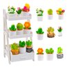 U-Zimikee 10 Pcs Miniature Dollhouse Plants Flowers with White Plant Stand, Miniature Bonsai Plant Mini Potted Plants Artificial Tiny Greenery Ornament Faux Flower Plants for Dollhouse Decoration