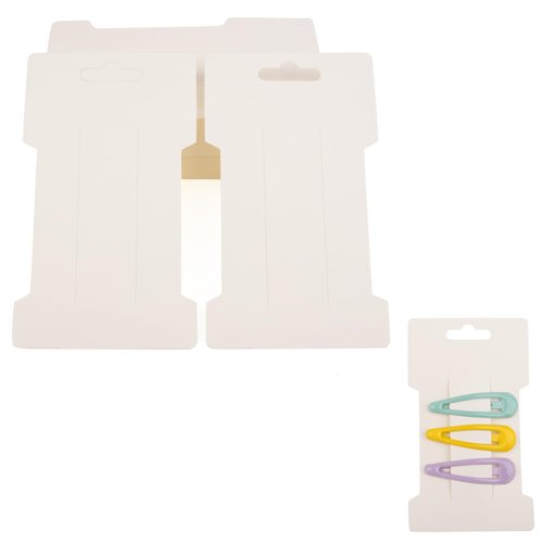 Framendino, 100 Pack Hair Clip Display Cards Rectangular Hair Bow Holder Cards, White Cardboard Barrettes Jewelry Display Holder for Hair Accessories Display Organizing