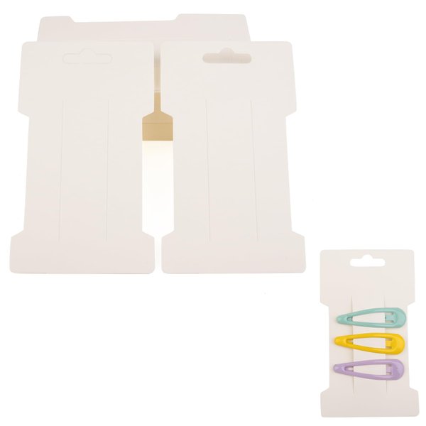 Framendino, 100 Pack Hair Clip Display Cards Rectangular Hair Bow Holder Cards, White Cardboard Barrettes Jewelry Display Holder for Hair Accessories Display Organizing