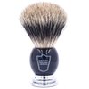 Parker Premium 3 Band Pure Badger Shaving Brush with Stand Included - Packaged in a Gift Box - Generate a Thick & Luxurious Lather with Your Favorite Shave Soap - Black & Chrome Handle