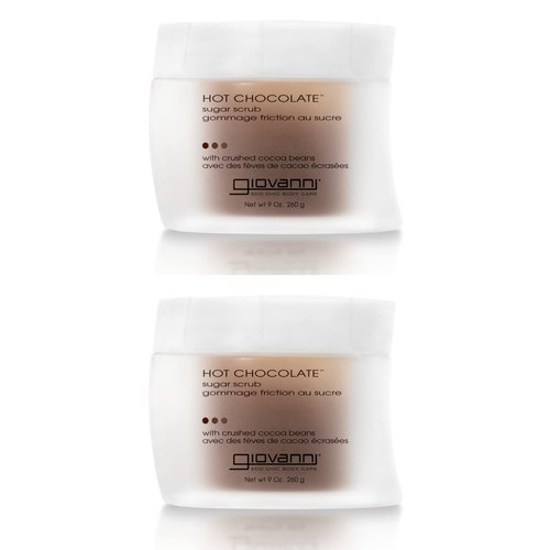 GIOVANNI Hot Chocolate Sugar Body Scrub - Exfoliating Body Scrub, Contains Crushed Cocoa Beans, Sugar Scrub for Body, Enriched with Essential Oils, Vegan - 9 oz (2 Pack)