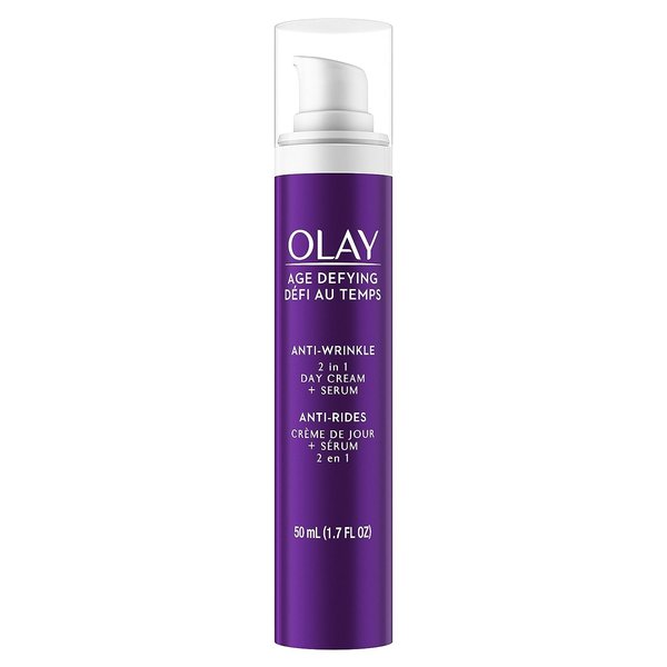 Olay Face Serum by Age Defying Anti-Wrinkle 2-in-1 Day Cream Plus Face Serum, Aloe Vera, 1.7 Fl Oz