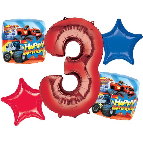 Anagram Blaze 3rd Birthday Party Supplies 5pc Monster Machines Balloon Bouquet Decorations