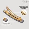 French Amie Small 2 1/4 inch Celluloid Handmade Hair Barrette No Slip Grip Durable Styling Women Hair Accessories Hair Clip for Girls, Made in France(Metallic Grey)