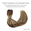 Wire Hair Extensions, 20 inch 110g Chocolate Brown with Honey Blonde Invisible Wire Fish Line Hair Extensions Straight Lashey Real Human Hair Extensions for women Remy Human Wire Hair Extensions