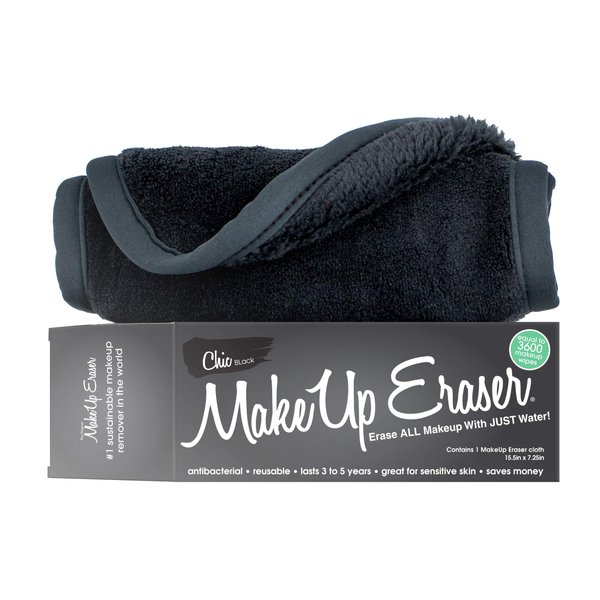 MakeUp Eraser, Erase All Makeup With Just Water, Including Waterproof Mascara, Eyeliner, Foundation, Lipstick and More (Chic Black)