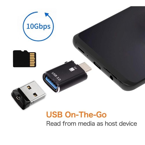 CY Adapter 10Gbps USB-C Type-C to USB 3.0 Female OTG & TF Micro-SD Card Reader for Laptop Tablet Phone