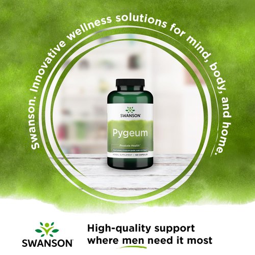 Swanson Pygeum - 120 Capsules, 400 mg Each - Herbal Supplement for Male Prostate Health, Bladder, and Urinary Tract Support (4 Pack)