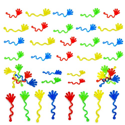 50 Pcs Glitter Sticky Hands Bulk Party Favors for Kids, Carnival Prizes, Treasure Box Toys for Classroom, Mini Stretchy Sticky Hand Toys for Goodie Bag Stuffers, Boys and Girls Birthday Party Supplies