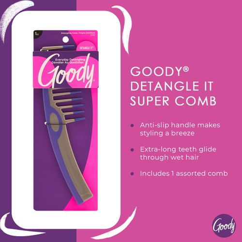 Goody Styling Essentials Detangling Hair Comb - Suitable For All Hair Types - Wide Tooth Comb Detangles Wet or Dry Hair - Hair Accessories for Men, Women, Boys, and Girls (Color May Vary)