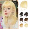 SOFEIYAN Clip in Bangs 100% Real Human Hair Extensions Clip On Wispy Bangs Air Bangs Fringe With Temples Hairpieces Blonde Natural Hair Clip in Hair Extension Curved French Bangs for Women Daily Wear