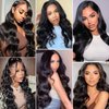 Aiterina 16 Inch Body Wave Ear to Ear Transparent Lace Frontal Closure Unprocessed Brazilian Virgin Human Hair Frontal Pre Plucked with Baby Hair Natural Black Color