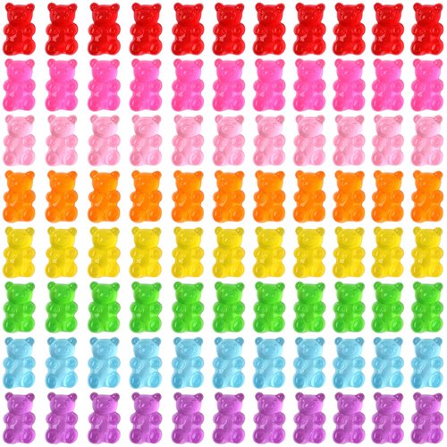 SANNIX 120 Pcs Nail Charms Kawaii Nail Charms for Nail Art Decoration Gummy Bear Charms Resin Charms for Nail Decoration (8 Colors)