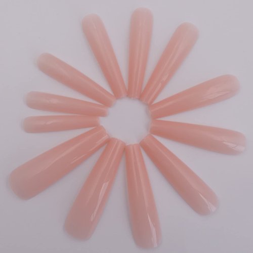 LuckForever 120pc Colored Extra Long Coffin Press on Nails XL Ballerina False Fake Nails Full Cover Artificial Nail Decor 12 Sizes for Salon and Home (Nude Pink)