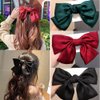 3 Pcs Christmas Satin Bow Hair Clips for Women French Big Bow Hair Accessories Silky Ribbon Hair Bows Christmas Hair Barrettes Holiday Birthday Wedding Party Favors