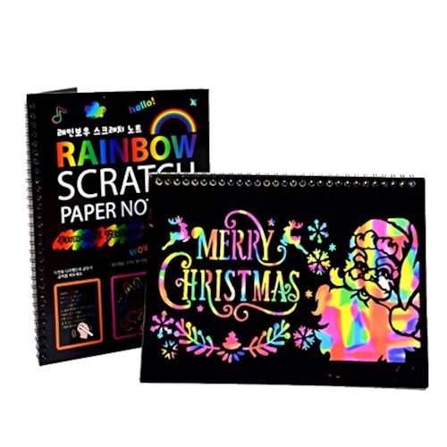 NewtonTech kid' Paper Craft kit Scratch Art Doodle Notebook/Pad,Pack of 2,10.2 inchX7.5 inch,16K,Rainbow Scratch Paper Note,as Educational Toys,Gift Choice for Birthday,Holidays,Christmas,New Year