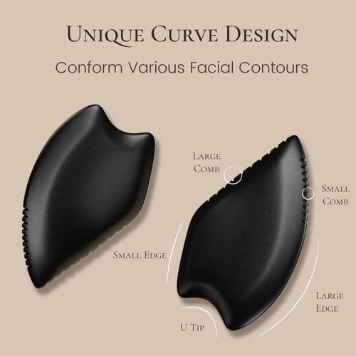 THLHKD Gua Sha Facial Tool: Black Jade Stone Face Gua-Sha Tools, Natural Bian Stones Full Body Massage Tool for Neck/Shoulder/Back/Leg